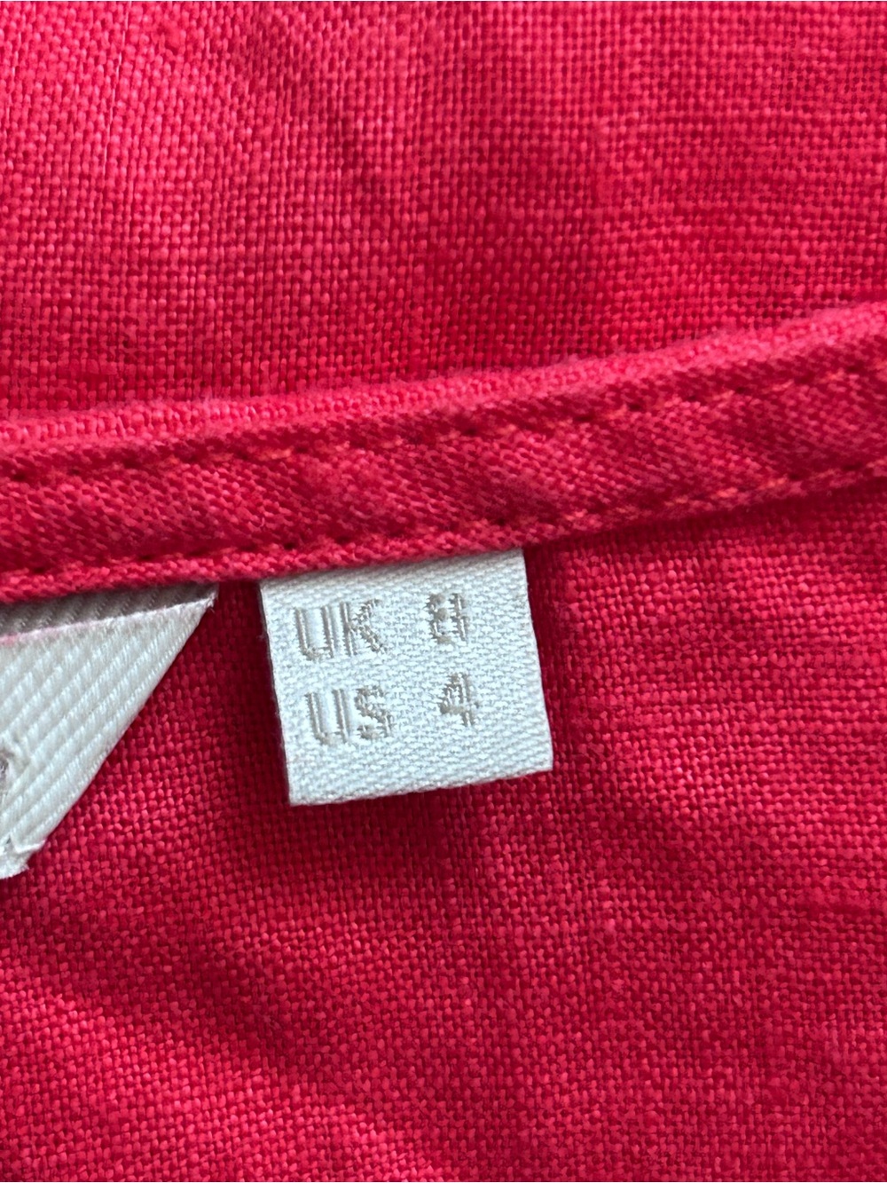 Boden Red V-Neck Linen Puff Sleeve Top - Picture 5 of 9